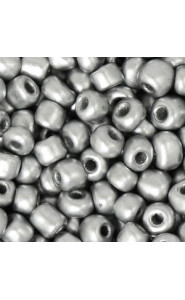 Glasperlen rocailles 6/0 Metallic silver
